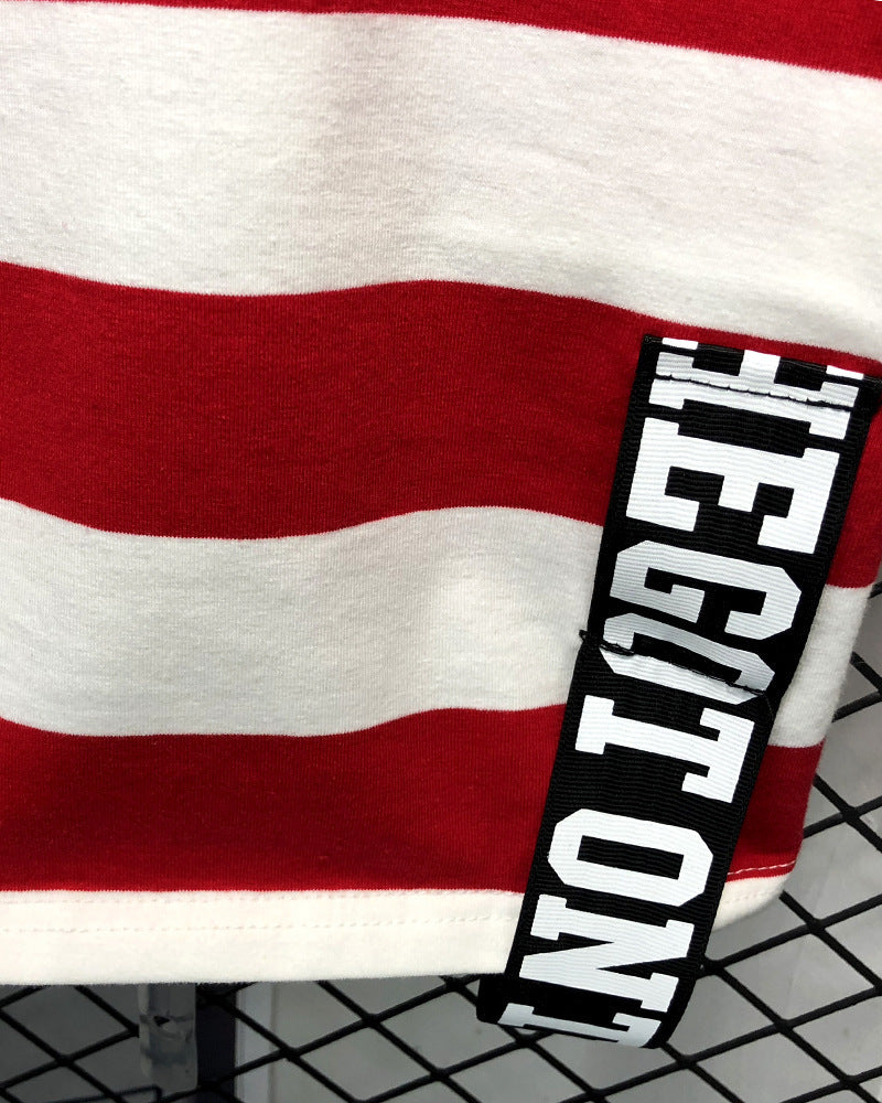 Boys' Short Sleeve Red Striped Set