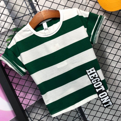 Boys' Short Sleeve Red Striped Set