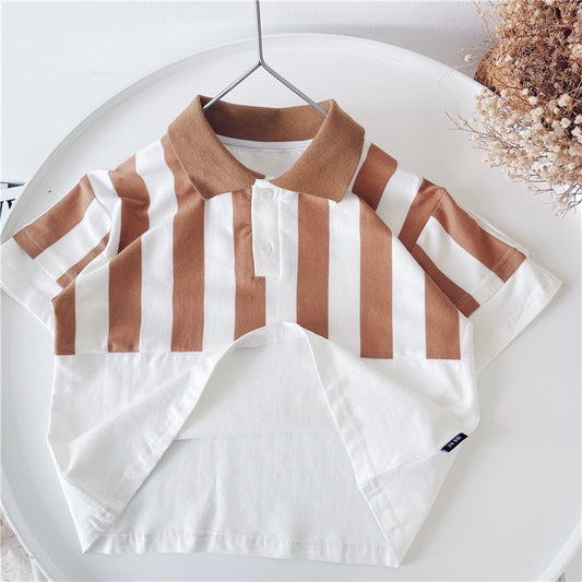 Boy's Striped T-shirt Short Sleeve Top